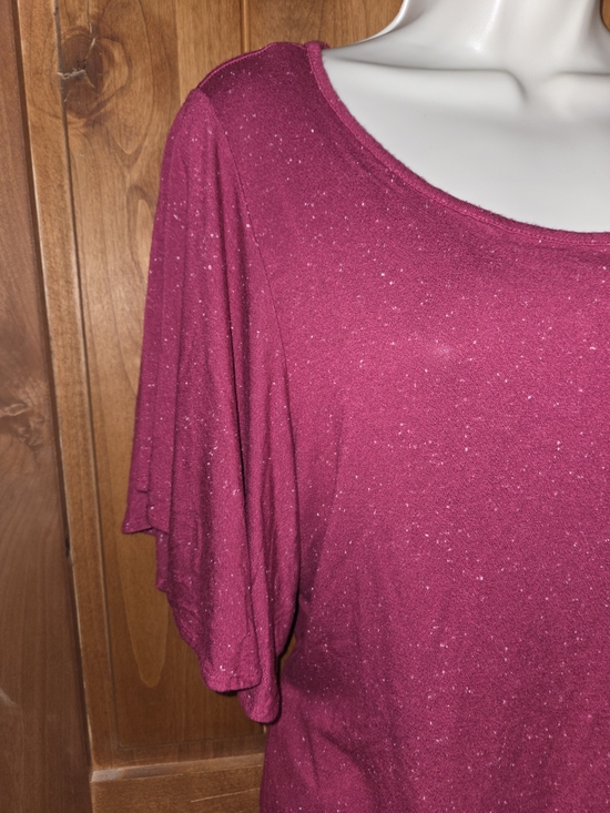Apt. 9 Berry Speckled Scoop Neck Flutter Sleeve Top - Picture 4 of 7